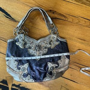 Ornate Purple and Silver Embellished Women’s Shoulder Bag